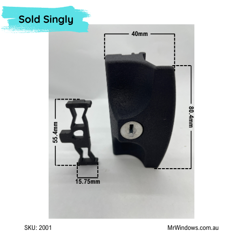 Window handle - suits Airlite sliding Windows - key locking 3D printed