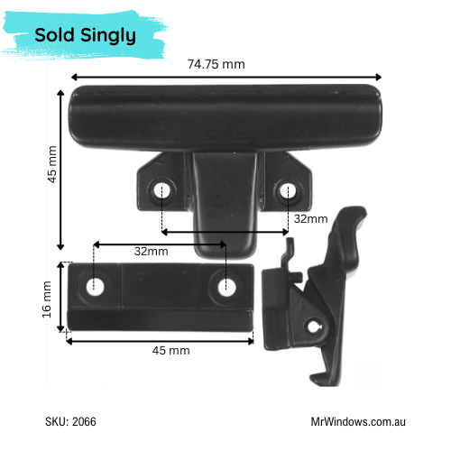 Window Handle - suits old Crestlite, Comalco, Viewtech