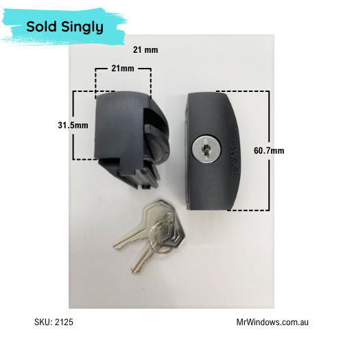Window Handle - suits Dowell,  Boral windows - side Jamb locking - keyed