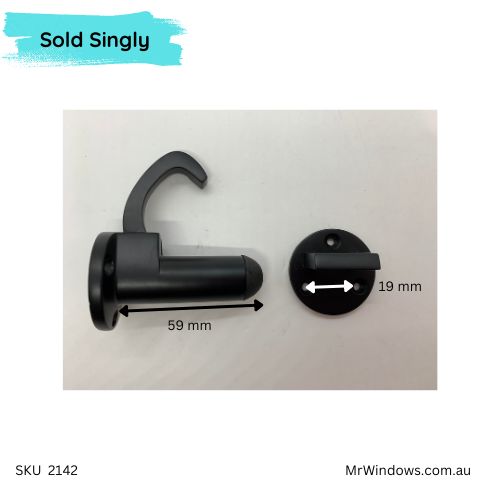 Door stop hook and receiver - Matt black