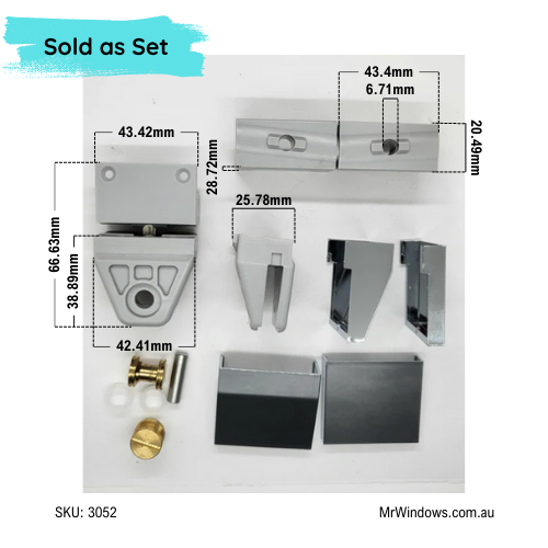 Square Nautilus frameless pivot clamp system (15 part set) - Chrome