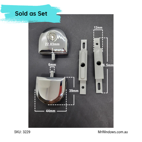 Shower pivot kit suits Norska showers - 6mm frameless - sold as a KIT