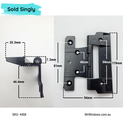 Hinge - suits Fairview MKII - aluminium frame to timber door