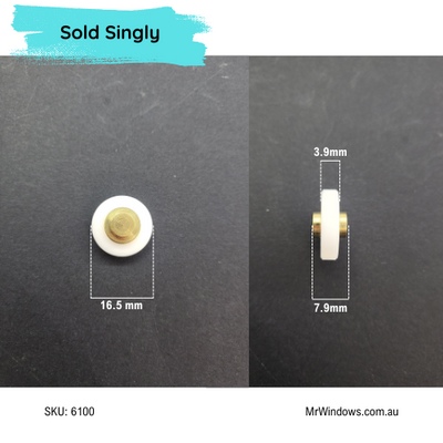 Roller + axle - suits CTL, G James windows - FLAT ROLLER