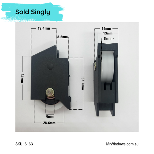 Door rollers - suits Bradnams (New) Airlie Doors - Sold singly