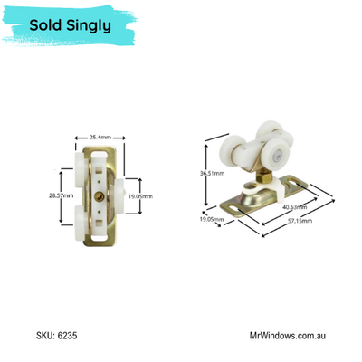 Cavity door roller hanger - tricycle trolley (3 wheels)