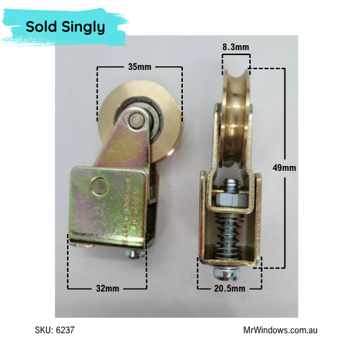 Sliding door rollers - by Karmac Roller - Brass Bearing - sold singularly