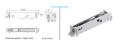 Door rollers - Mother of all rollers W2 - Sold singly - double bogey
