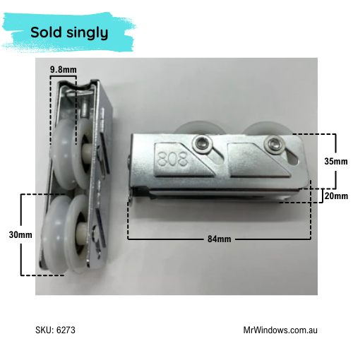 Sliding door roller - Sold singly - imported hardware