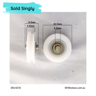 Roller only with axle - 38mm diameter