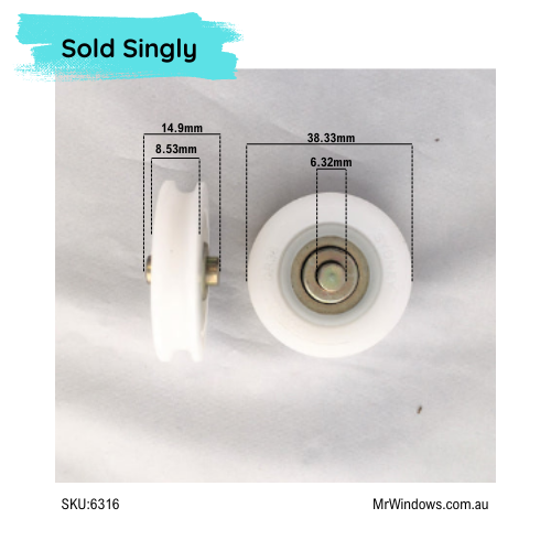 Roller only with axle - 38mm diameter