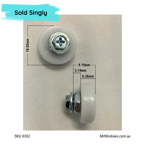 Shower Roller - suits various brands - Flat roller -3mm Hub