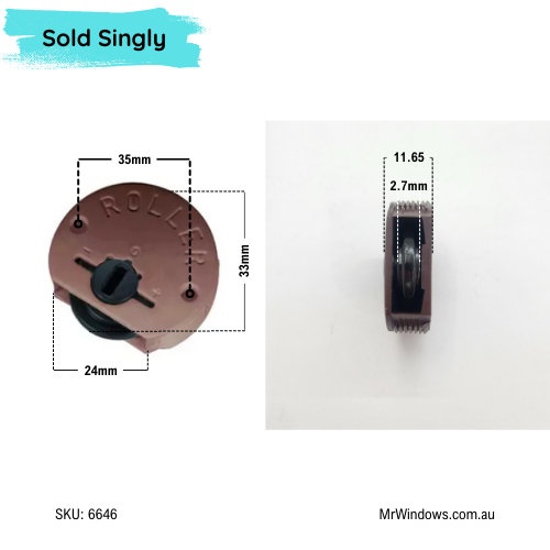 Cupboard component bottom roller OR guide - Trola Brown