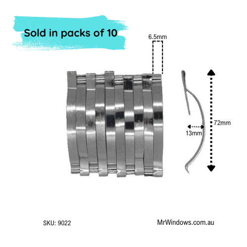 Fly screen clip  - Retaining clip SS - sold in packs of 10