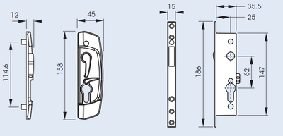Security door lock - Austral SD7 Murray - sold in components