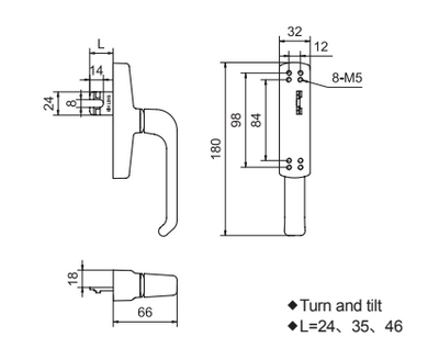 Casement handle ONLY - Kinlong multipoint window lock - SPECIAL ORDER