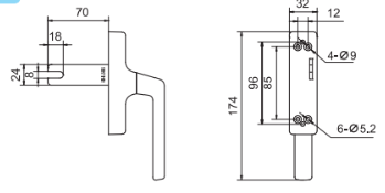 Awning handle - Kinlong multipoint lock - Black