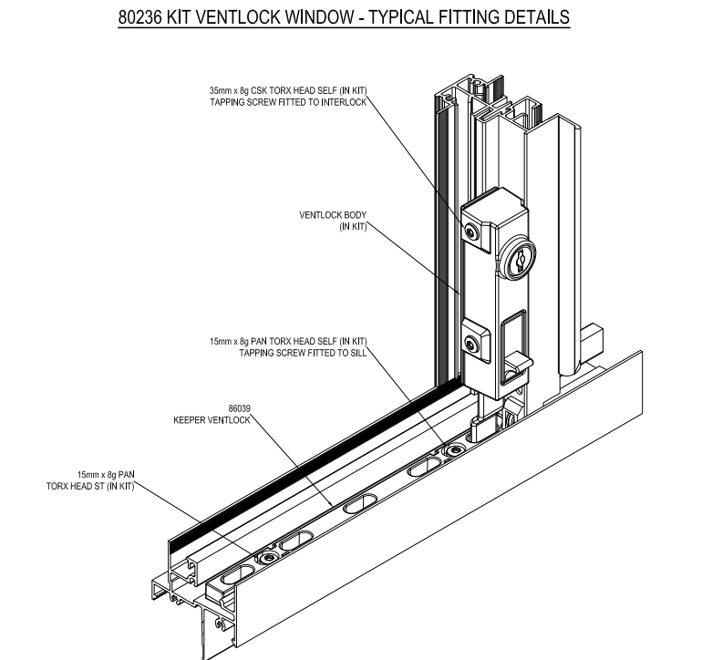 Vent Lock - suits Bradnams sliding windows- Sold singly