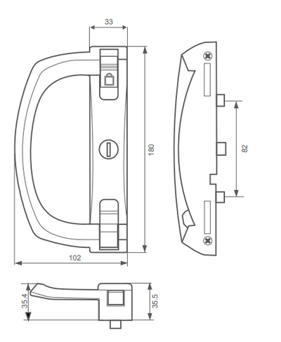 Sliding door lock DS2120 Snowy sliding patio door lock + ADD flat external handles DS840 and DS841 if required