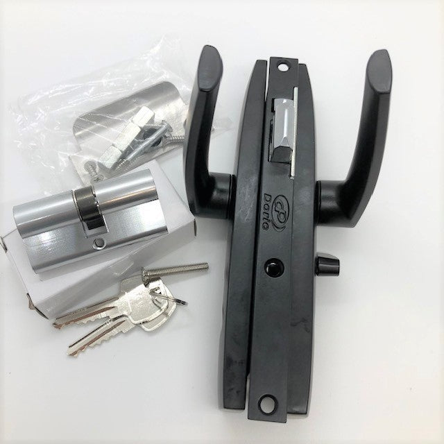 Lock - suits hinged security screen and old Trend door - Black