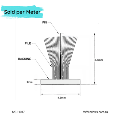 Mohair Fin Seal Window & Door Weather Pile - Various Sizes - Sold Per Metre