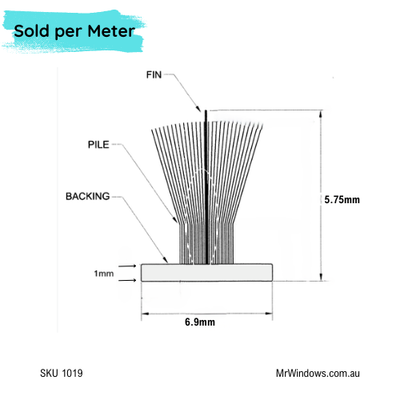 Mohair Fin Seal Window & Door Weather Pile - Various Sizes - Sold Per Metre