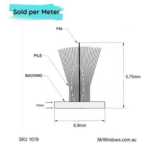 Mohair Fin Seal Window & Door Weather Pile - Various Sizes - Sold Per Metre