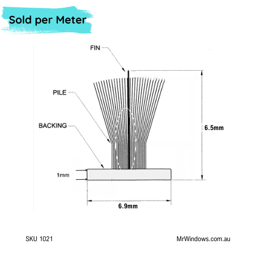 Mohair Fin Seal Window & Door Weather Pile - Various Sizes - Sold Per Metre