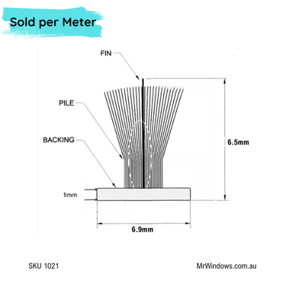 Mohair Fin Seal Window & Door Weather Pile - Various Sizes - Sold Per Metre