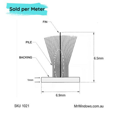 Mohair Fin Seal Window & Door Weather Pile - Various Sizes - Sold Per Metre