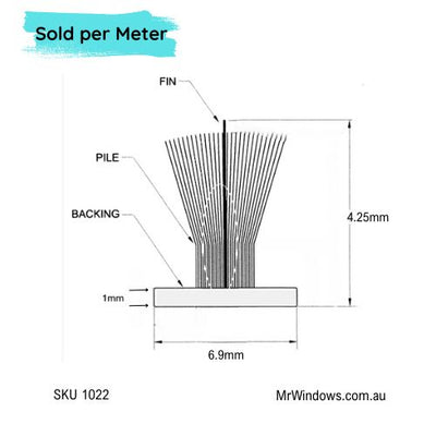 Mohair Fin Seal Window & Door Weather Pile - Various Sizes - Sold Per Metre