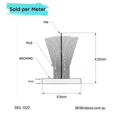 Mohair Fin Seal Window & Door Weather Pile - Various Sizes - Sold Per Metre