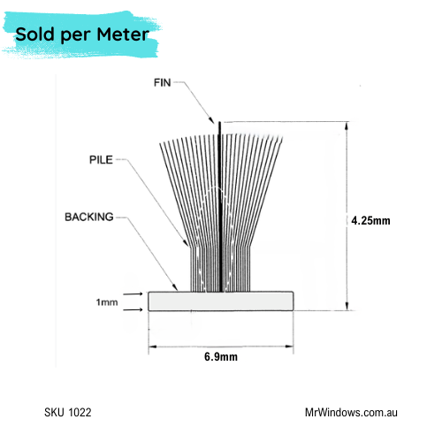 Mohair Fin Seal Window & Door Weather Pile - Various Sizes - Sold Per Metre