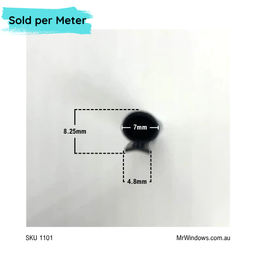 Bulb seal - 4.8mm backing - 7mm diameter bulb - compression seal