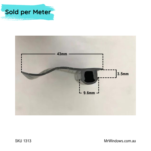 Security Door Vertical Weather Strip  - suits Bradnams - Bug Seal - sold per meter
