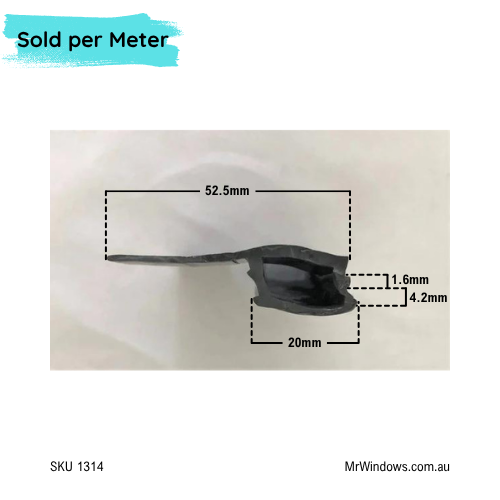 Security Door Vertical Weather Strip - suits Bradnams, Stegbar Large Bug Seal