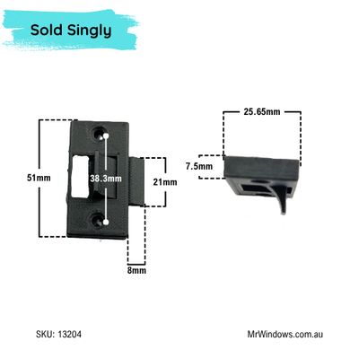 Sliding window handle - 3D printed - surface mounted