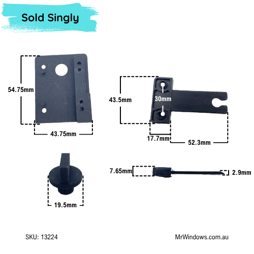 Handle to suit sliding screens - sold complete - 3D printed
