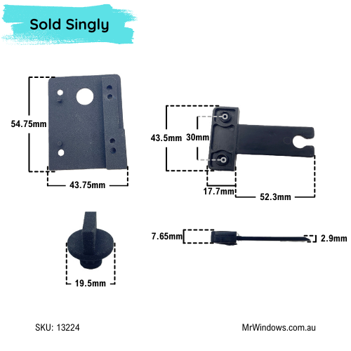 Handle to suit sliding screens - sold complete - 3D printed