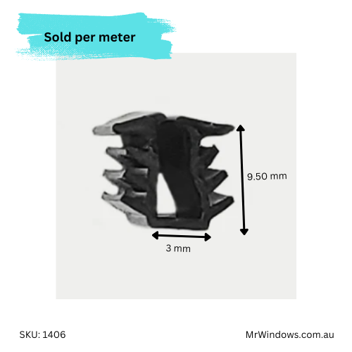 Vinyl - Glazing Window U (wrap around) Channel suits 3mm glass - sold per meter