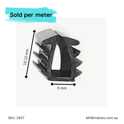 Vinyl - Glazing Window U (wrap around) Channel Suits 5mm glass thickness - sold per meter