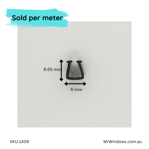 Glazing U Channel suits 6mm - sold per meter