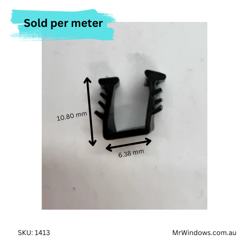 Vinyl - Glazing Window U (wrap around) Channel suits 6.38mm glass - sold per meter