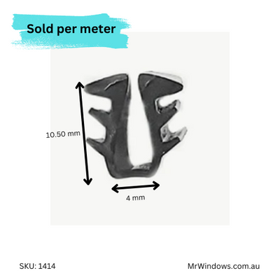 Vinyl - Glazing Window U (wrap around) Suits 4mm glass - per meter or full roll