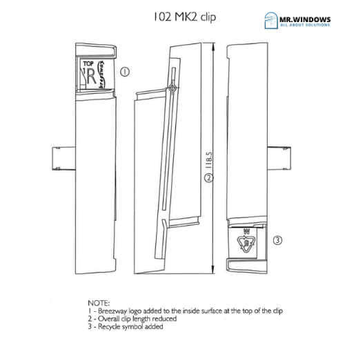 Louvre Clips - Breezway MKII - 102mm Per Pair - WHITE