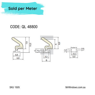 Seal to suit aluminium bifold doors tracks - Sold per meter