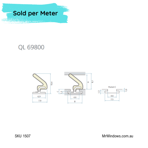 Seal to suit aluminium bifold doors tracks - Sold per meter