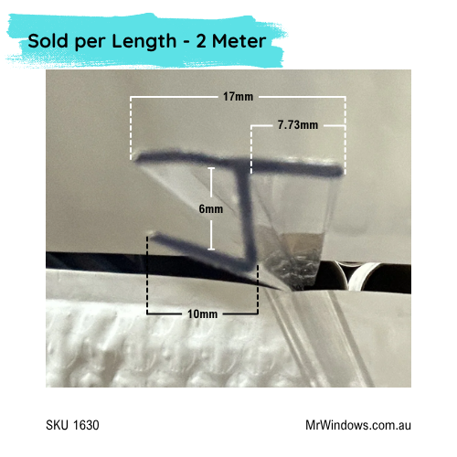Shower Seal suits 6mm glass 180 Degree - 2.41Mtr Length