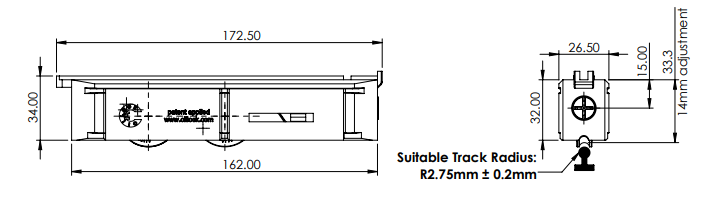 Door Roller double bogey to suit Heavy doors - rated to 100kgs each