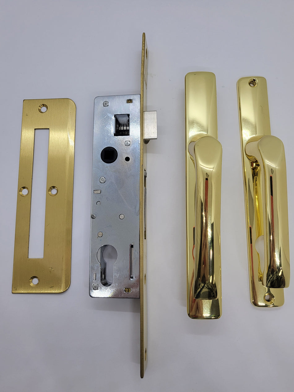 Hunter Hinged Door lock - complete kit - Brass